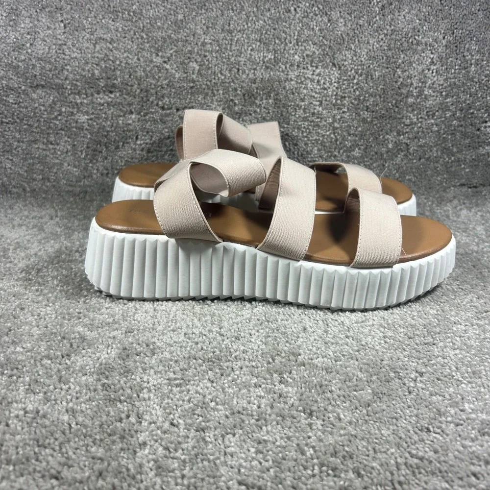 Madden Girl Platform Sandals Beige Elastic Strap Womens Size 9.5